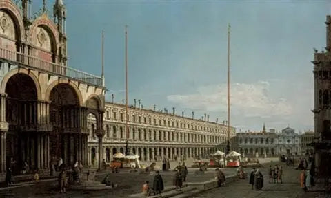 La place Saint-Marc, Venise, vue vers les Procuratie Nuove et l'église de San Geminiano depuis le Campo di San Basso - Canaletto