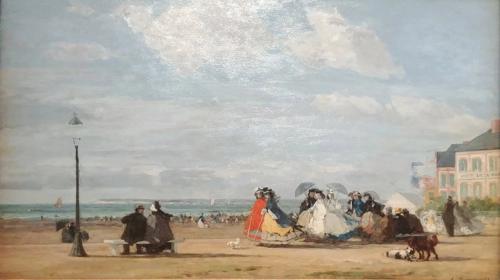La Plage à Trouville - L'Impératrice Eugénie et sa Suite - Eugène Boudin image 1 reproduction de peinture à l’huile