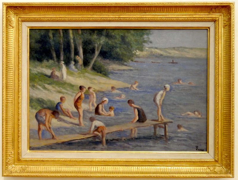 La plage de Méricourt, baignade - Maximilien Luce