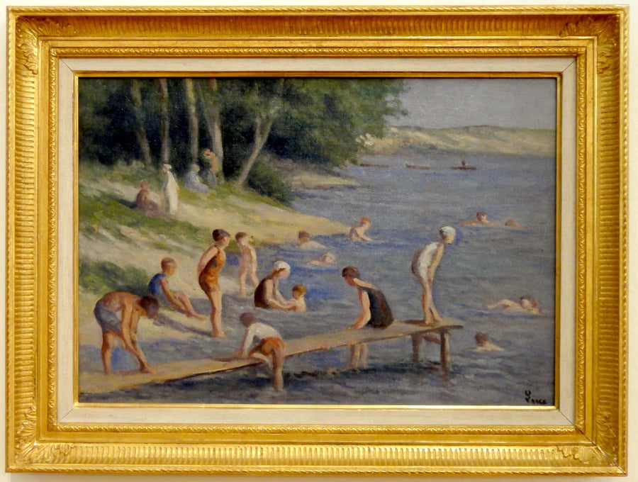 La plage de Méricourt, baignade - Maximilien Luce
