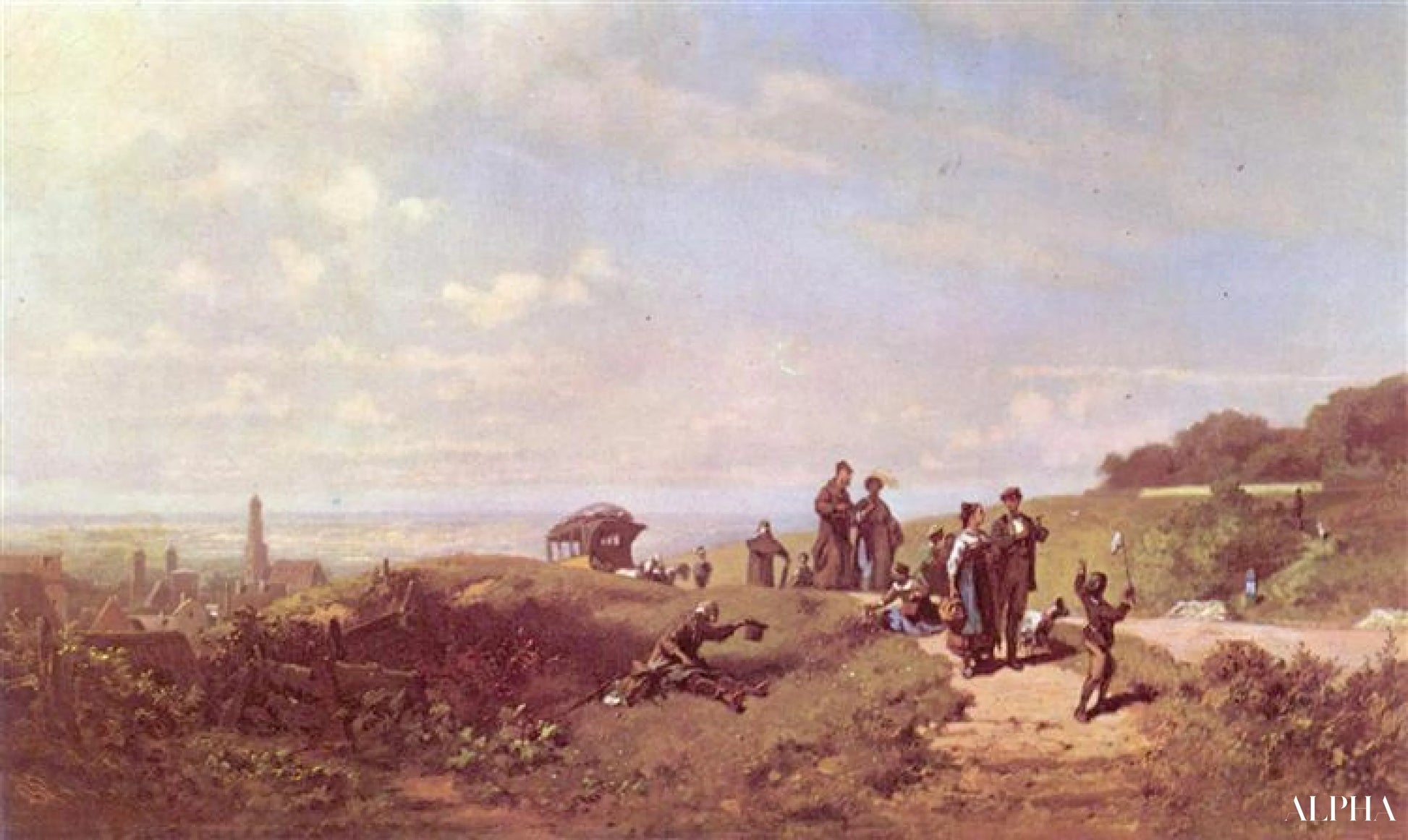 Reproduction du tableau « La promenade du dimanche, c.1865 - Carl Spitzweg » par Alpha Reproduction en peinture à l’huile