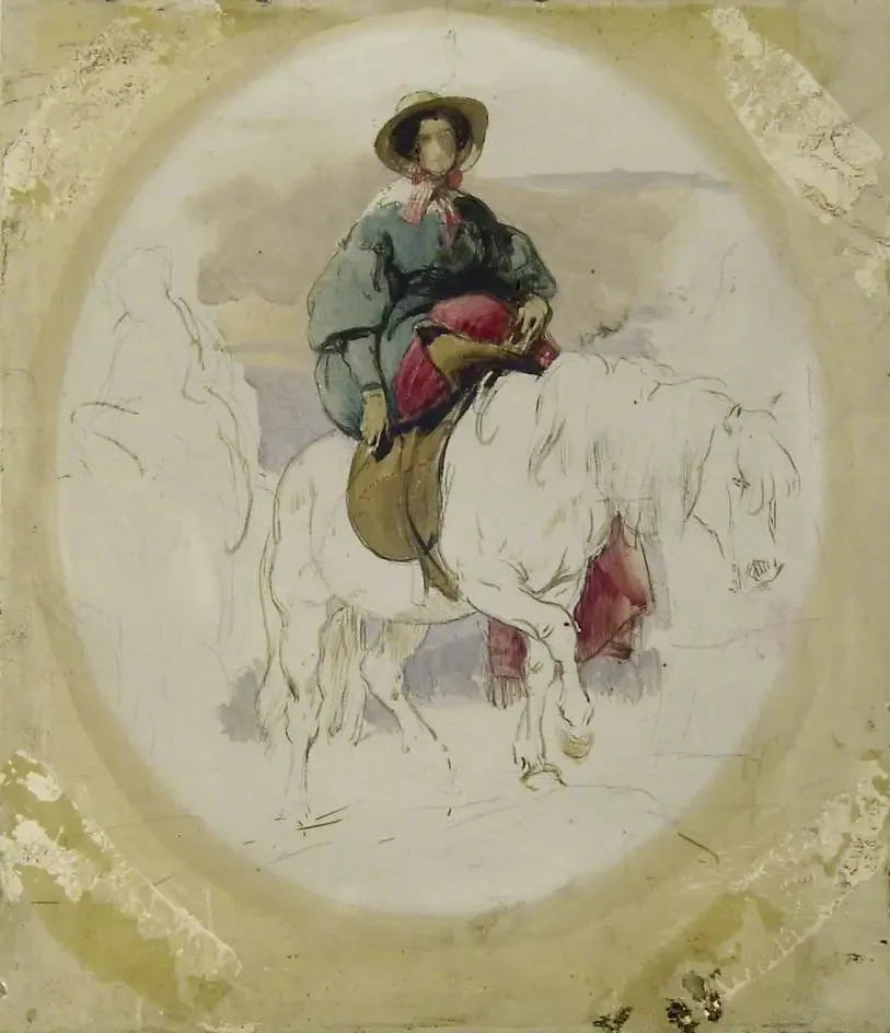 La reine Victoria sur un poney des Highlands - Edwin Henry Landseer image 1 reproduction de peinture à l’huile