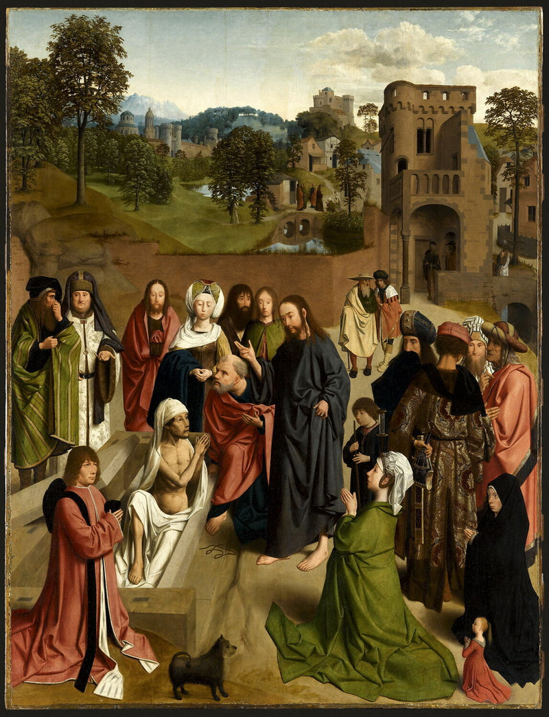 La Résurrection de Lazare, avec un couple de donateurs et leur fille - Geertgen tot Sint Jans