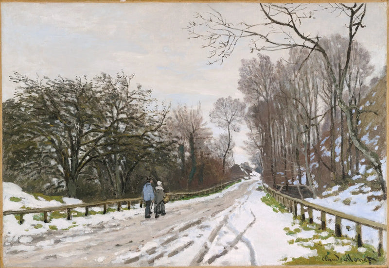 La Route de la ferme Saint-Siméon, effet de neige - Claude Monet