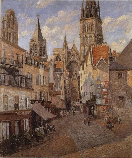 La Rue de l'Épicerie à Rouen, fin d'après-midi - Camille Pissarro