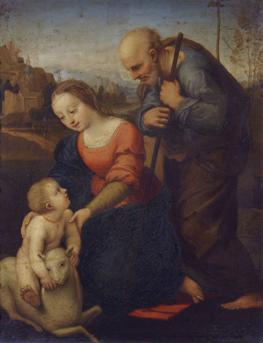 Reproduction du tableau « La Sainte Famille - Raphaël Sanzio » par Alpha Reproduction en peinture à l’huile