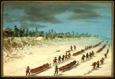 La Salle traversant le lac Michigan sur la glace. 8 décembre 1681 - George Catlin - Alpha Reproduction