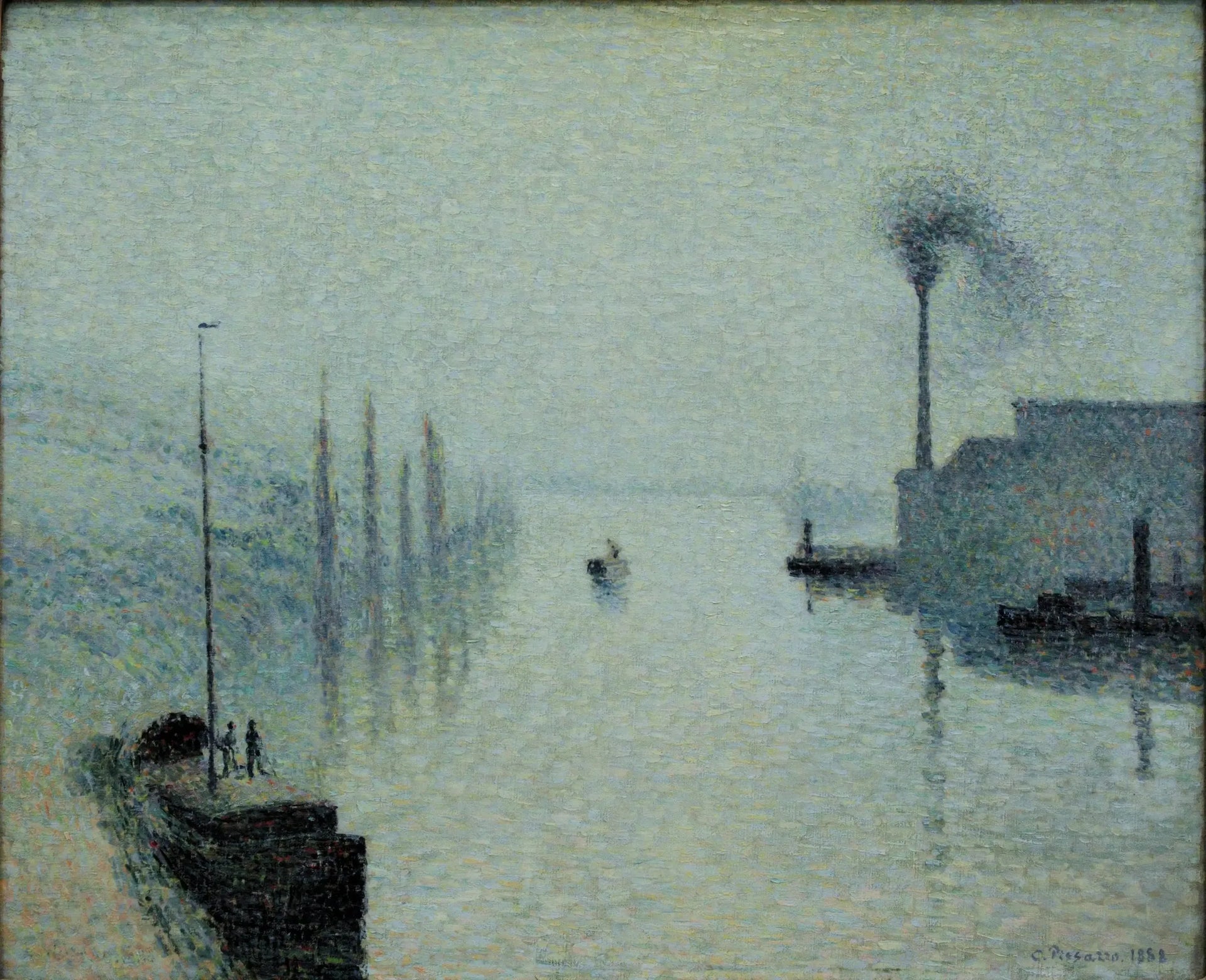 La Seine à Rouen, l'île Lacroix, effet de brouillard - Camille Pissarro image 1 copie peinte à la main à l’huile