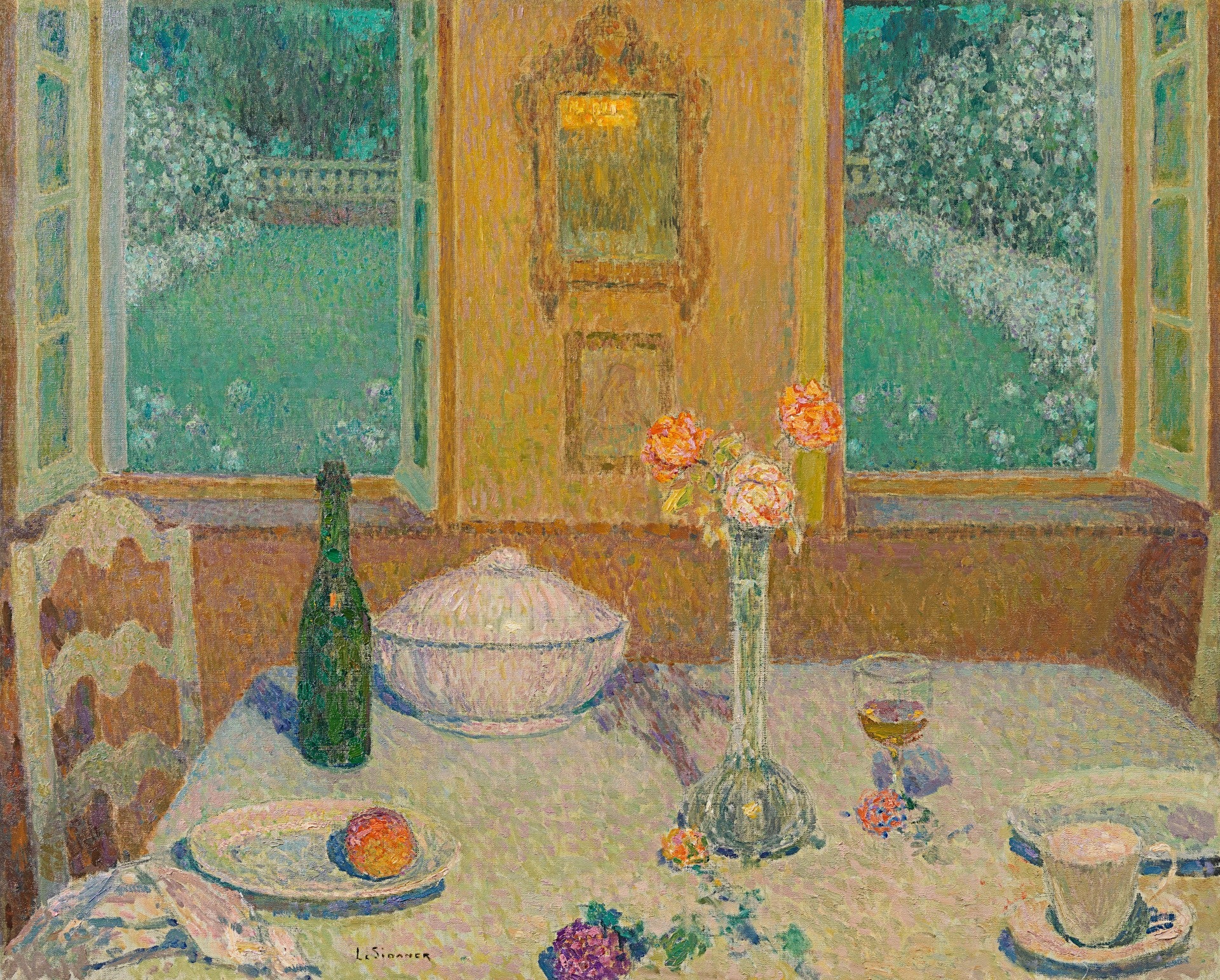 La table sur le jardin fleuri au crépuscule, Gerberoy - Henri Le Sidaner