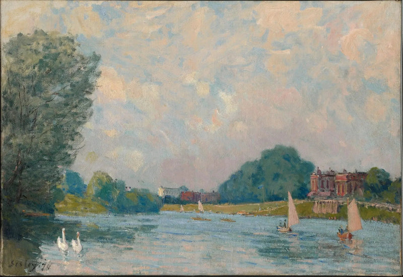 La Tamise à Hampton Court - Alfred Sisley