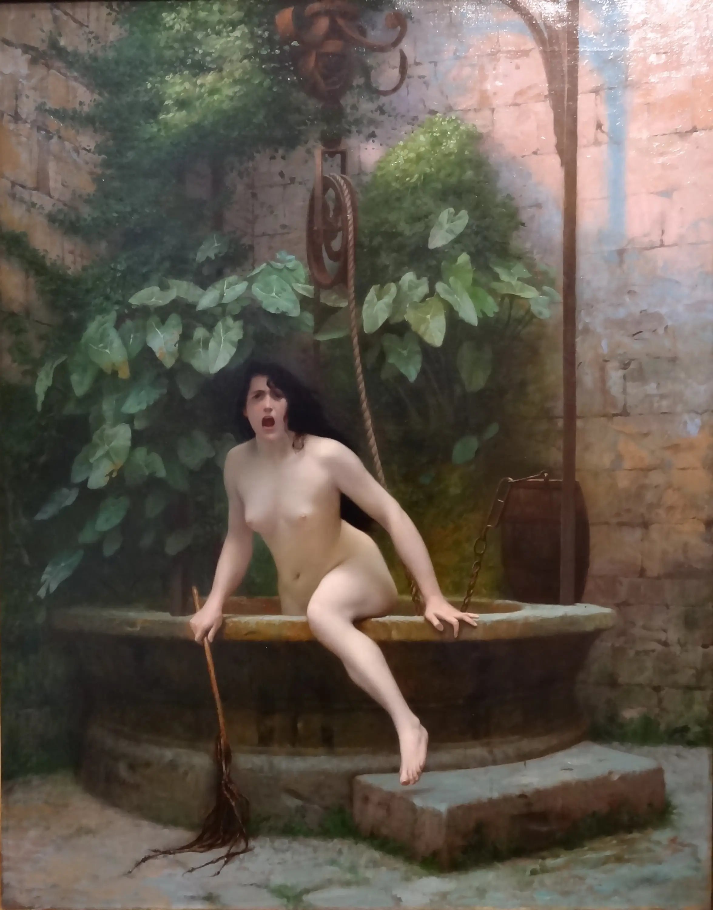 La Vérité sortant du puits armée de son martinet pour châtier l'humanité - Jean-Léon Gérôme image 1 copie peinte à la main à l’huile