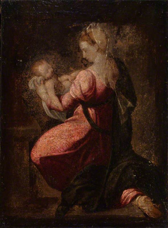 La Vierge à genoux avec l'Enfant Jésus dans ses bras - Francesco Salviati