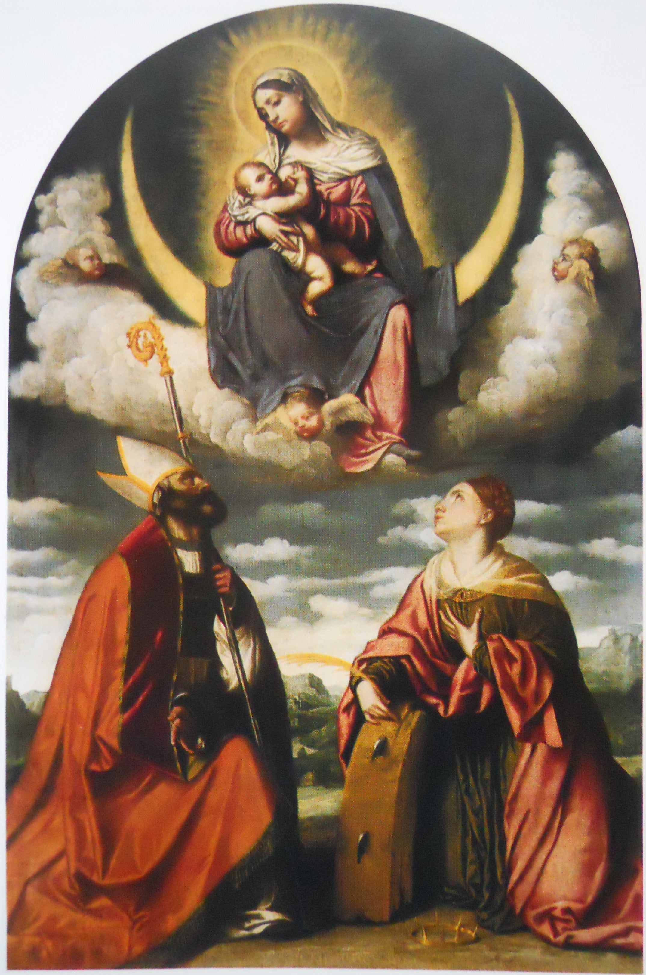 La Vierge à l’Enfant en gloire avec saint Martin et sainte Catherine - Alessandro Bonvicino - Alpha Reproduction