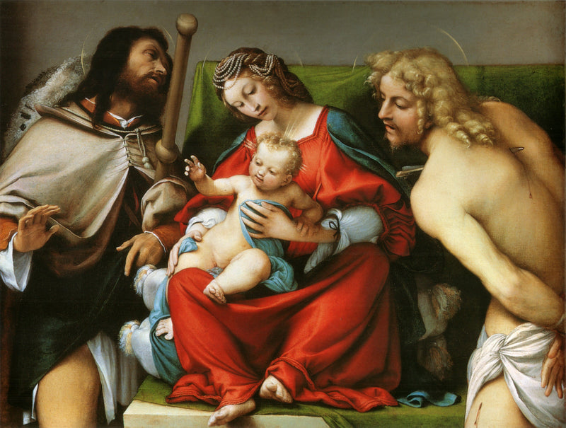 La Vierge à l'Enfant et les saints Rock et Sébastien - Lorenzo Lotto
