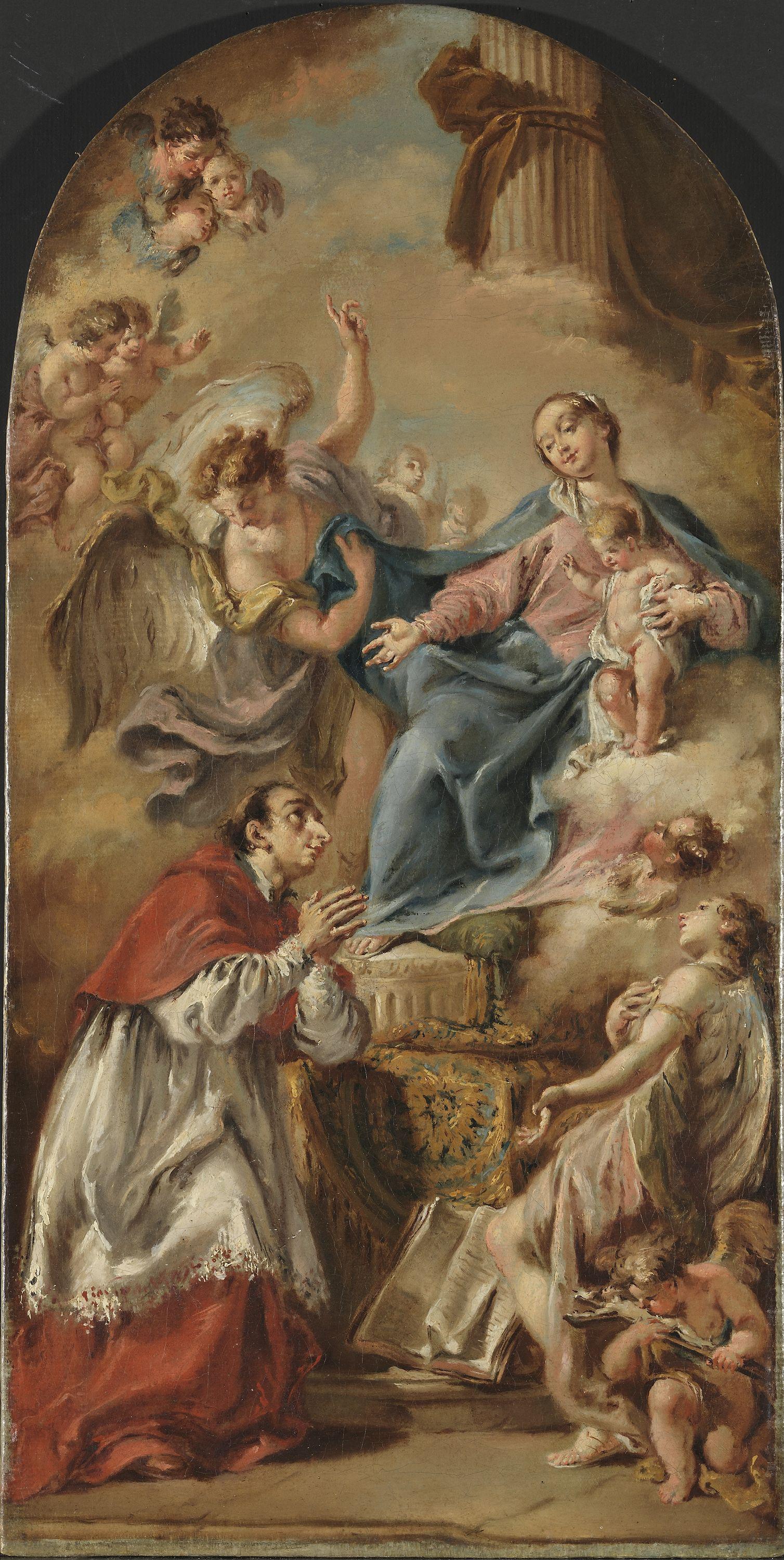 La Vierge à l'Enfant adorée par saint Charles Borromée - Giovanni Battista Pittoni