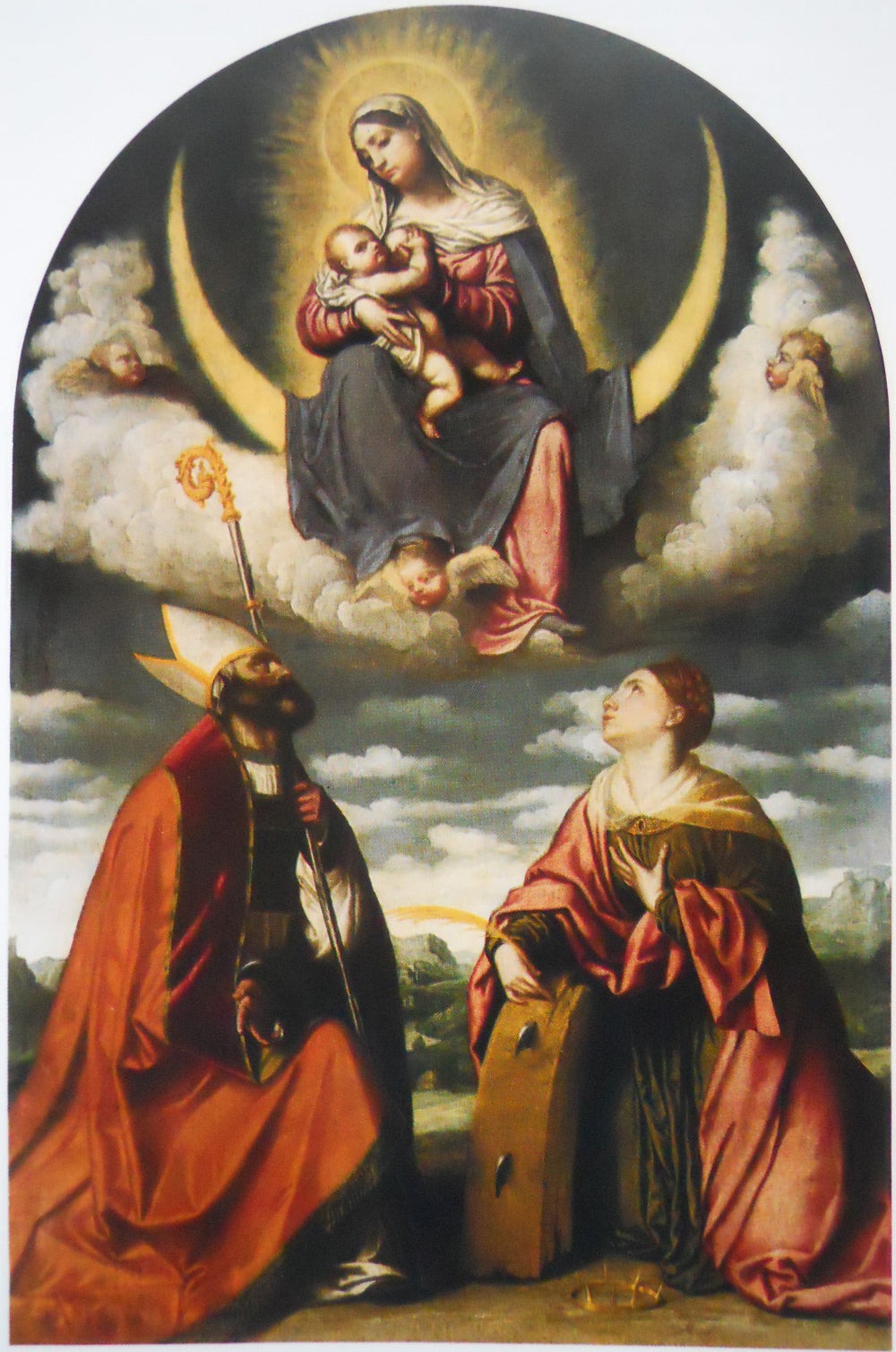 La Vierge à l’Enfant en gloire avec saint Martin et sainte Catherine - Alessandro Bonvicino - Alpha Reproduction