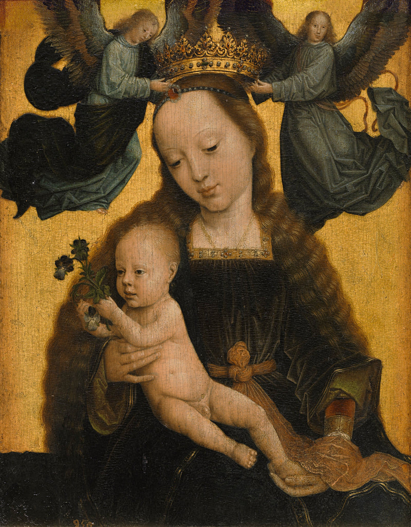 La Vierge et l'Enfant couronnés par deux anges - Gérard David