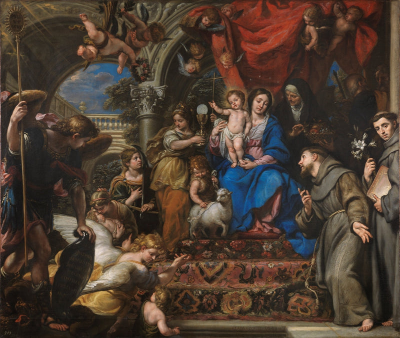 La Vierge et l'Enfant entre les vertus théologales et les saints - Claudio Coello