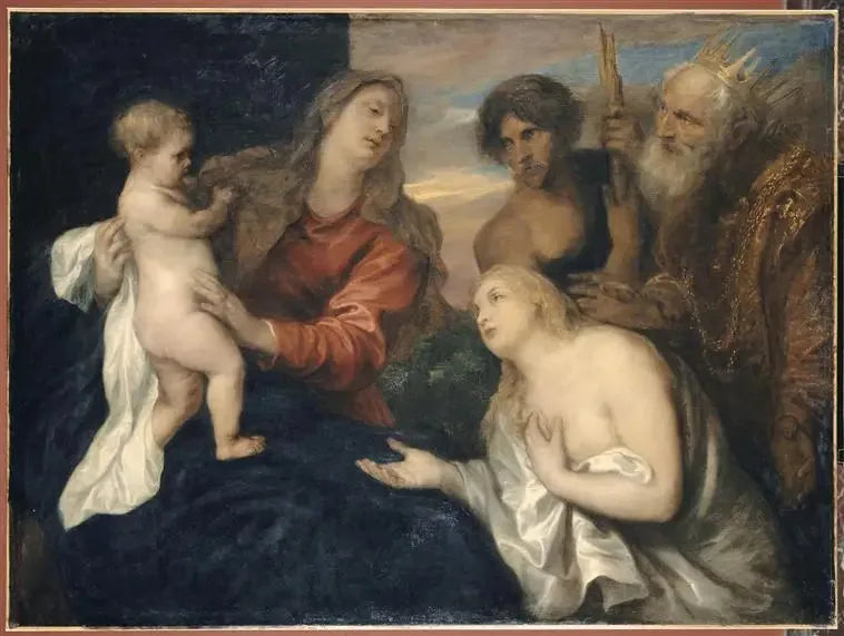 La Vierge, l'Enfant Jésus et les Trois Repentants - Antoine van Dyck image 1 reproduction de peinture à l’huile