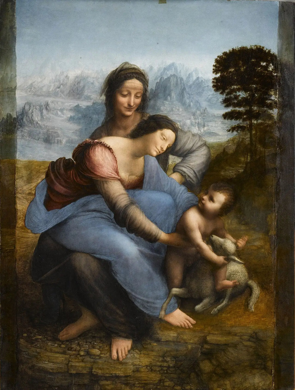 Reproduction du tableau « La Vierge, l'Enfant Jésus et sainte Anne - Léonard de Vinci » par Alpha Reproduction en peinture à l’huile