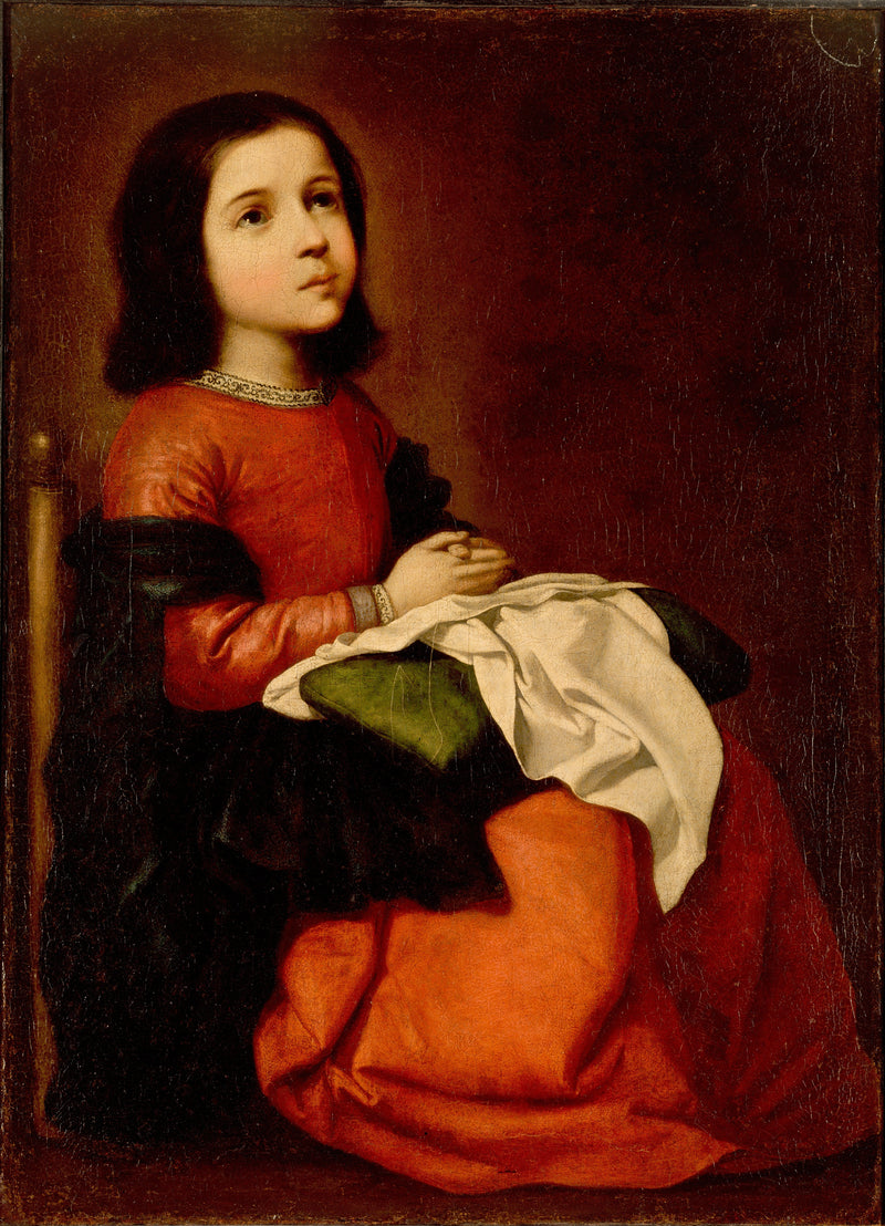 La Vierge Marie comme un enfant en train de prier - Francisco de Zurbarán