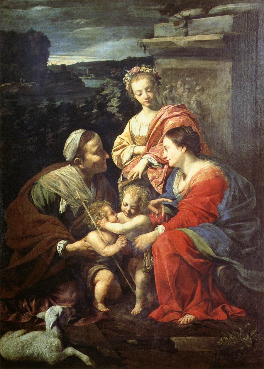 La Vierge Marie et l'Enfant-Jésus avec Sainte Élisabeth, Saint Jean-Baptiste et Sainte Catherine - Simon Vouet