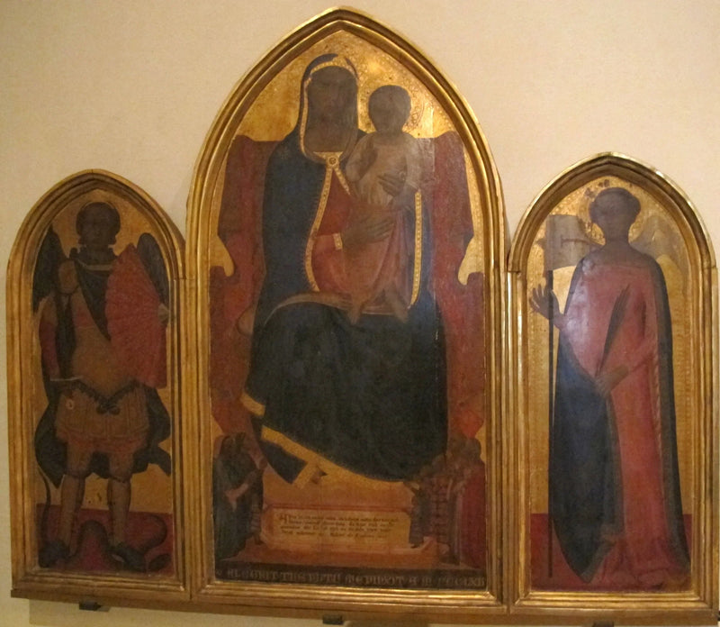 La Vierge Marie sur son trône, entourée de donateurs et de saints. - Allegretto Nuzi