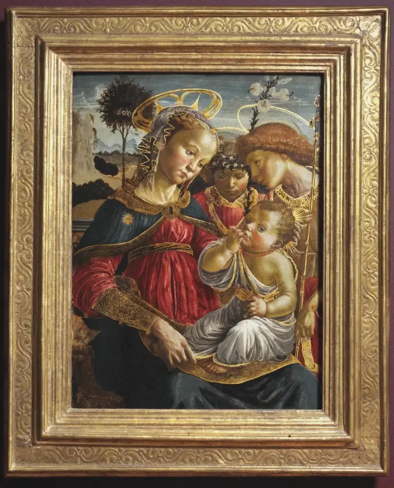 La Vierge, saint Jean-Baptiste et un ange adorant l'Enfant Jésus - Sandro Botticelli