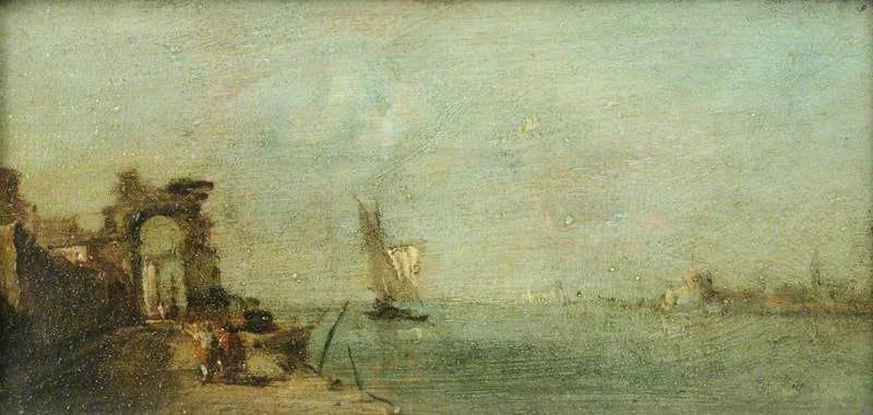 Lagune de Capriccio avec une arche en ruine - Francesco Guardi