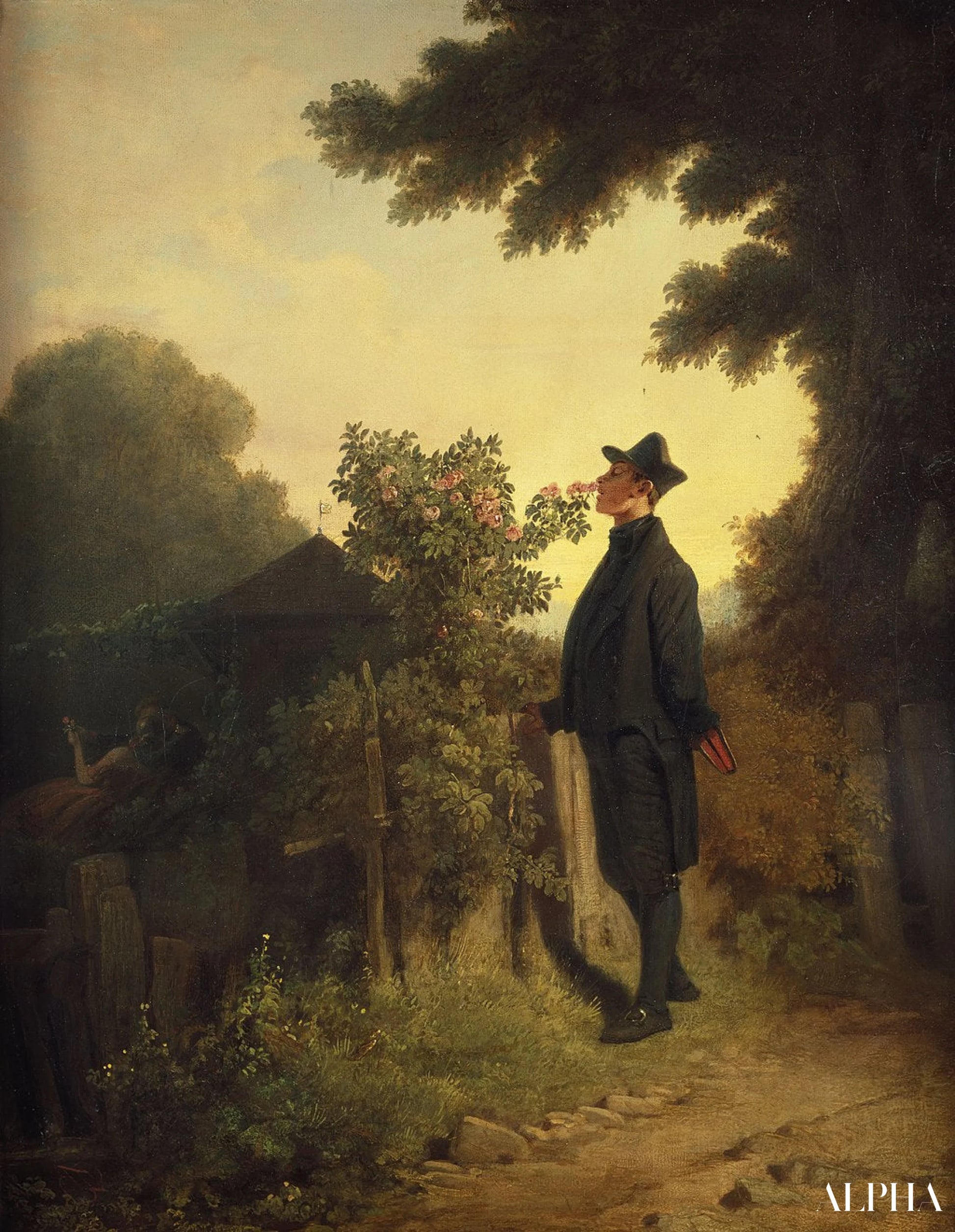 Reproduction du tableau « L'amateur de roses - Carl Spitzweg » par Alpha Reproduction en peinture à l’huile
