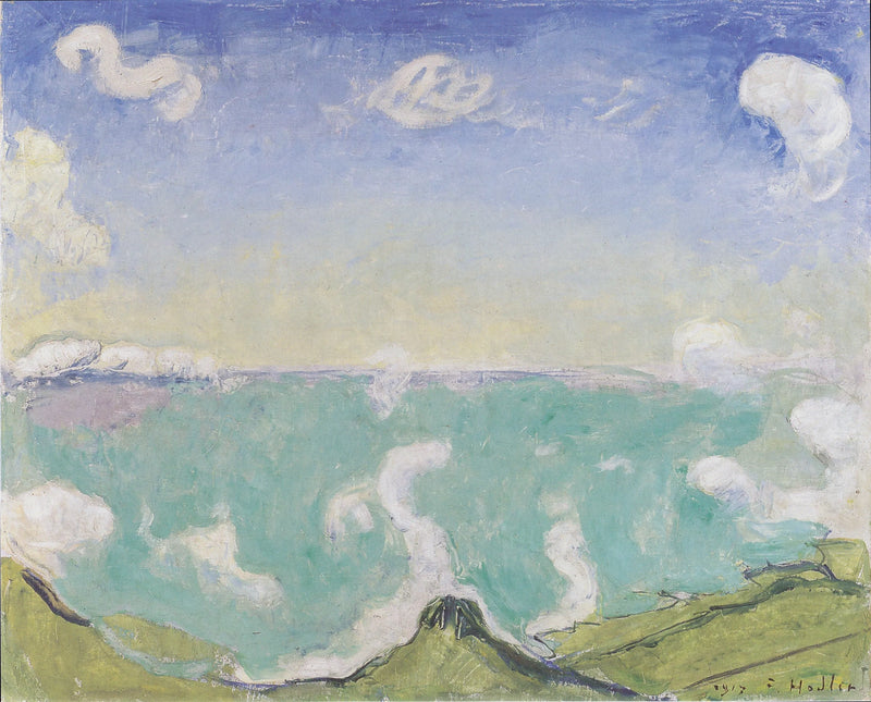 Landschaft bei Caux mit aufsteigenden Wolken - Ferdinand Hodler