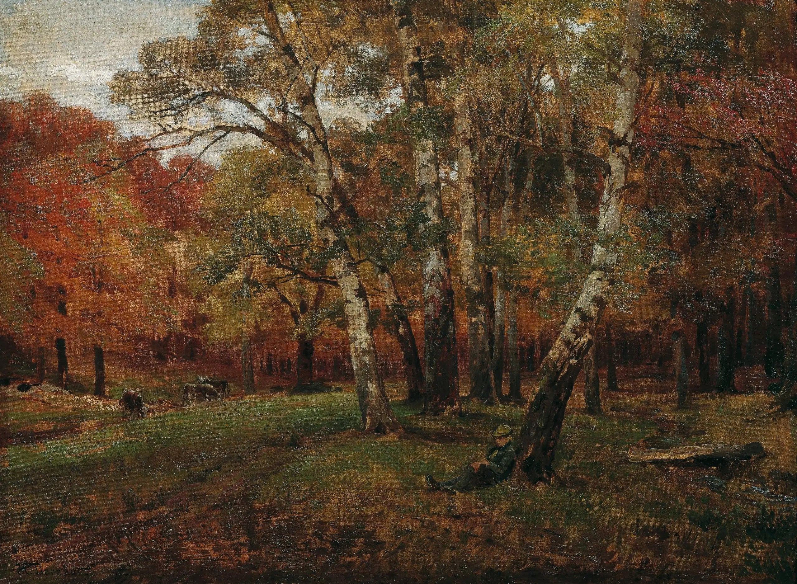 Landschaft mit Birken - Hugo Darnaut image 1 reproduction artisanale de tableau