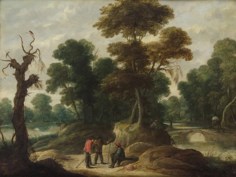 Landschaft mit drei Bauern - David Teniers le Jeune
