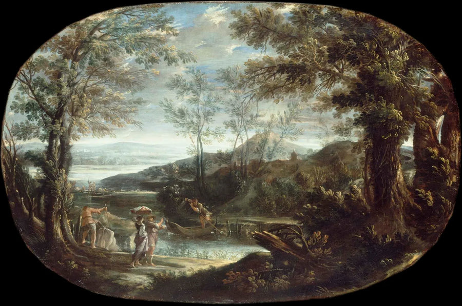 Landschaft mit Flussszene - Annibale Carracci