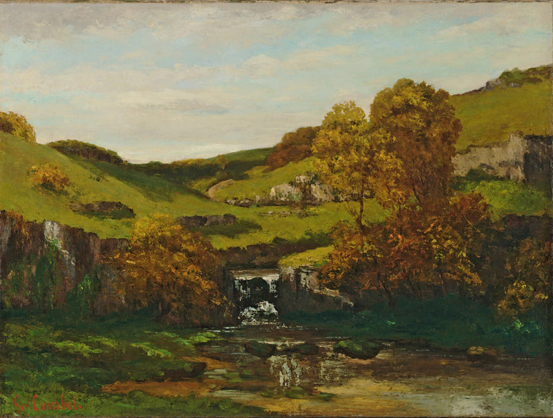 Landschaft mit Wasserfall - Gustave Courbet