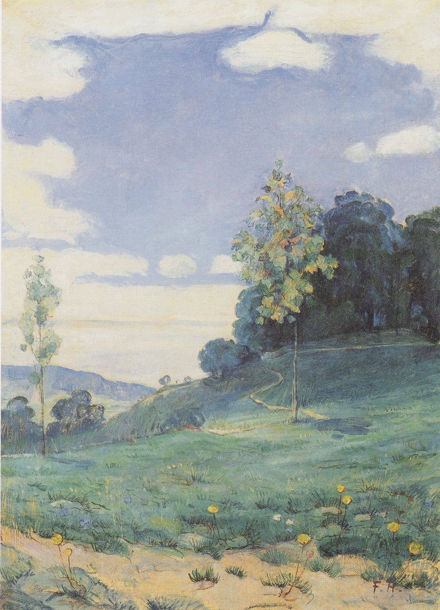 Landschaft mit zwei kleinen Bäumen - Ferdinand Hodler