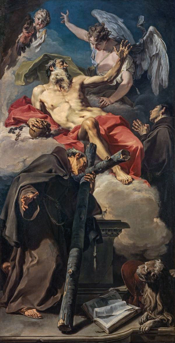 L'apothéose de saint Jérôme avec saint Pierre d'Alcántara et un franciscain non identifié - Giovanni Battista Pittoni