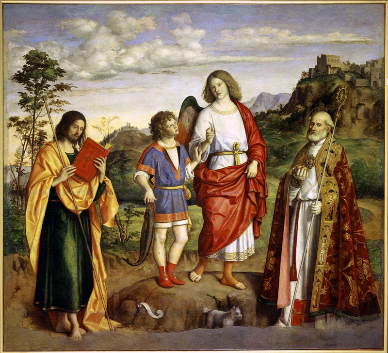 L'archange Raphaël avec Tobie et deux saints. - Cima da Conegliano