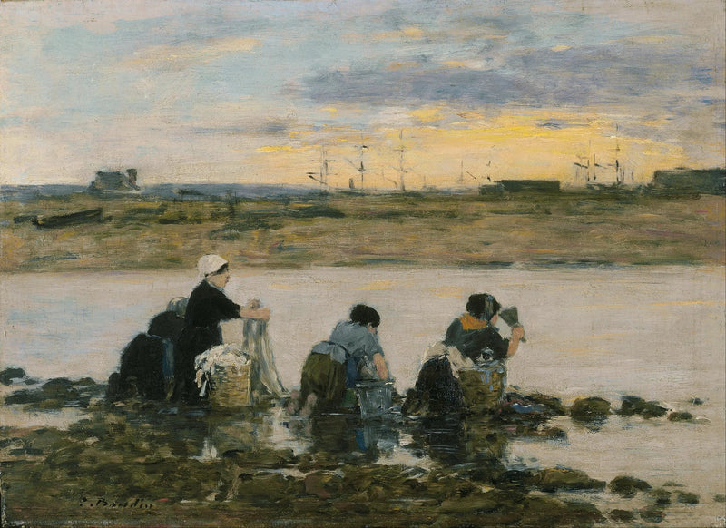 Lavandières au bord de la rivière - Eugène Boudin