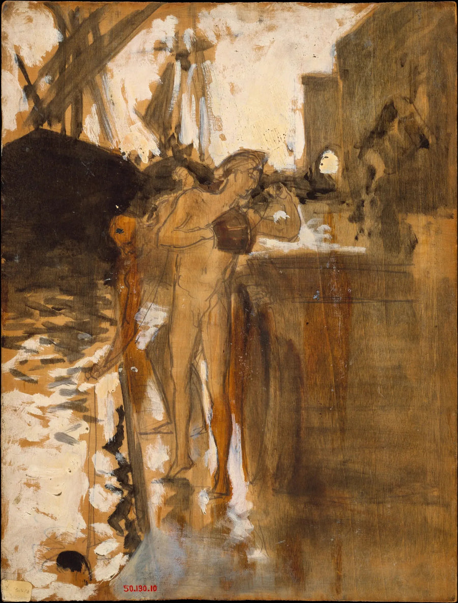 Le Balcon, Espagne [et] Deux baigneuses nues debout sur un quai - John Singer Sargent