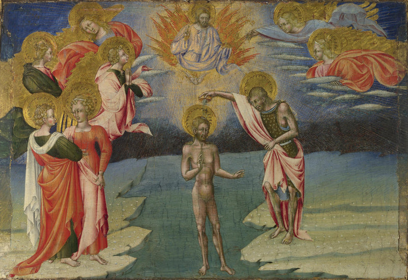Le Baptême du Christ : Panneau de la Prédelle - Giovanni di Paolo