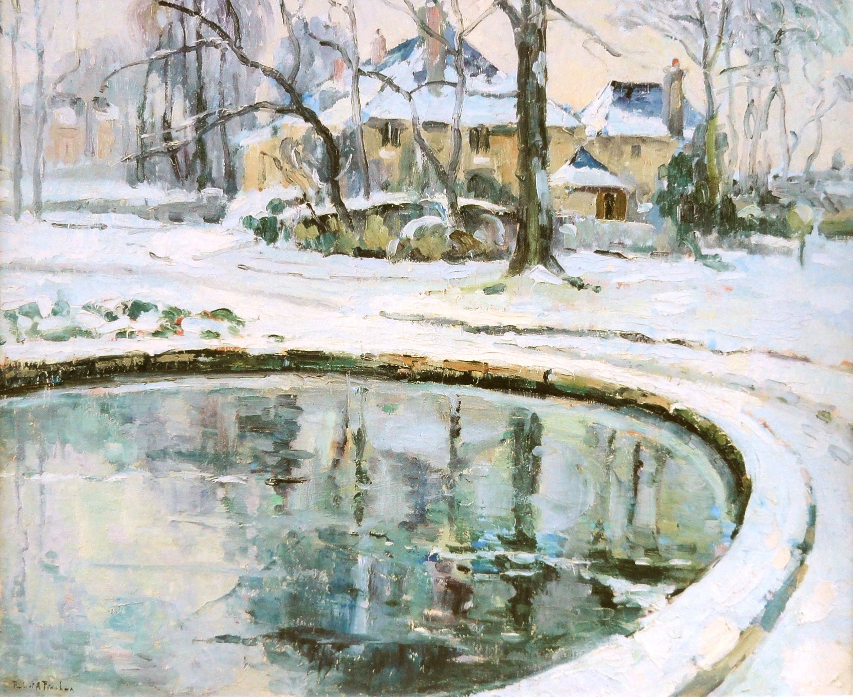 Le bassin, neige - Robert Antoine Pinchon