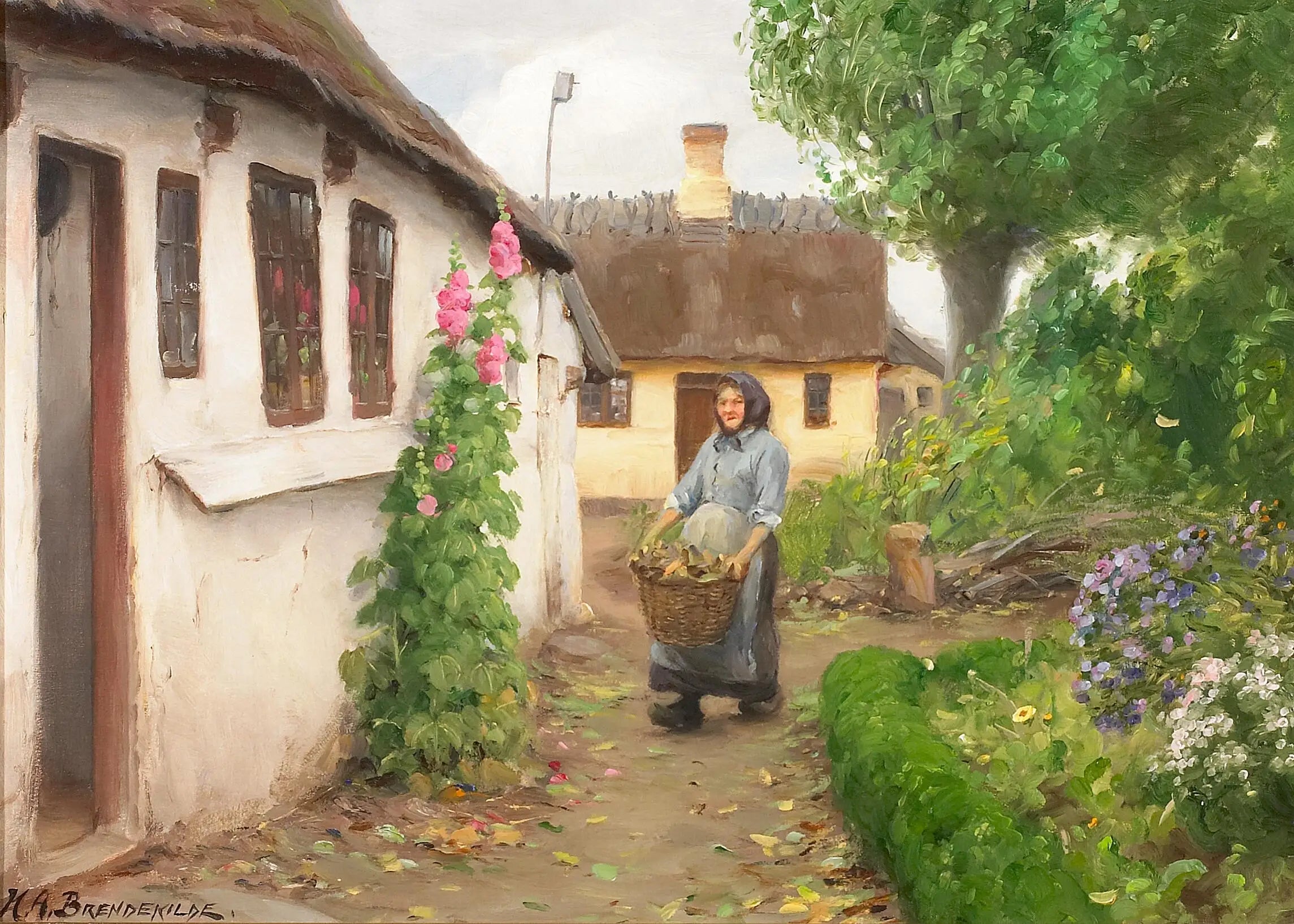 Le bois de chauffage est transporté jusqu'à la maison. - H. A. Brendekilde image 1 reproduction réalisée par Alpha Reproduction