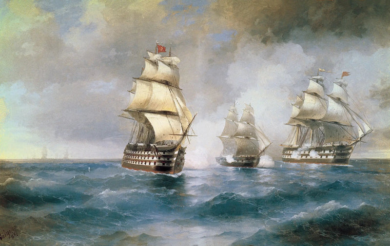 Le Brick « Mercure » attaqué par deux navires turcs - Ivan Aïvazovski