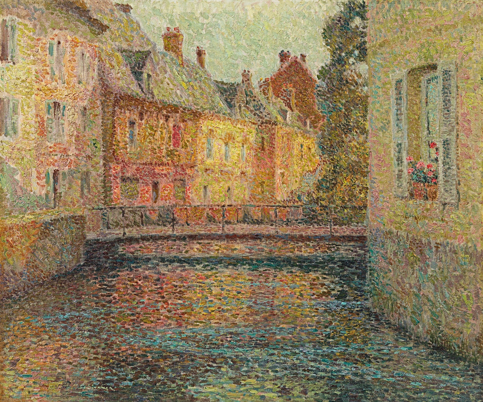 Le canal, soleil, Gisors - Henri Le Sidaner