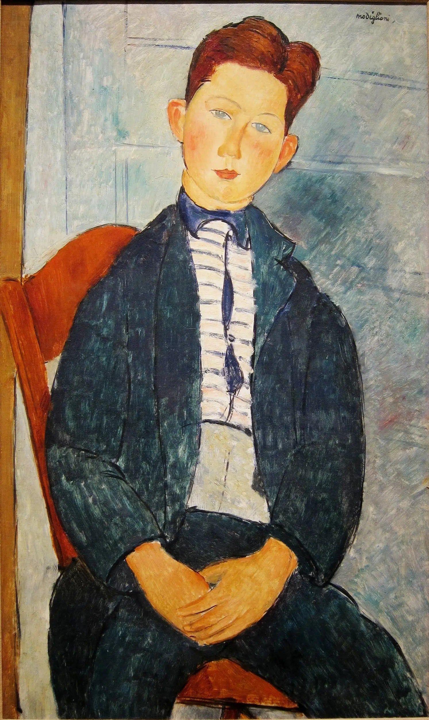 Reproduction du tableau « Le Chandail rayé - Amedeo Modigliani » par Alpha Reproduction en peinture à l’huile