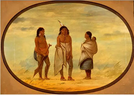 Le chef indien Nayas sa femme et un guerrier - George Catlin - Alpha Reproduction