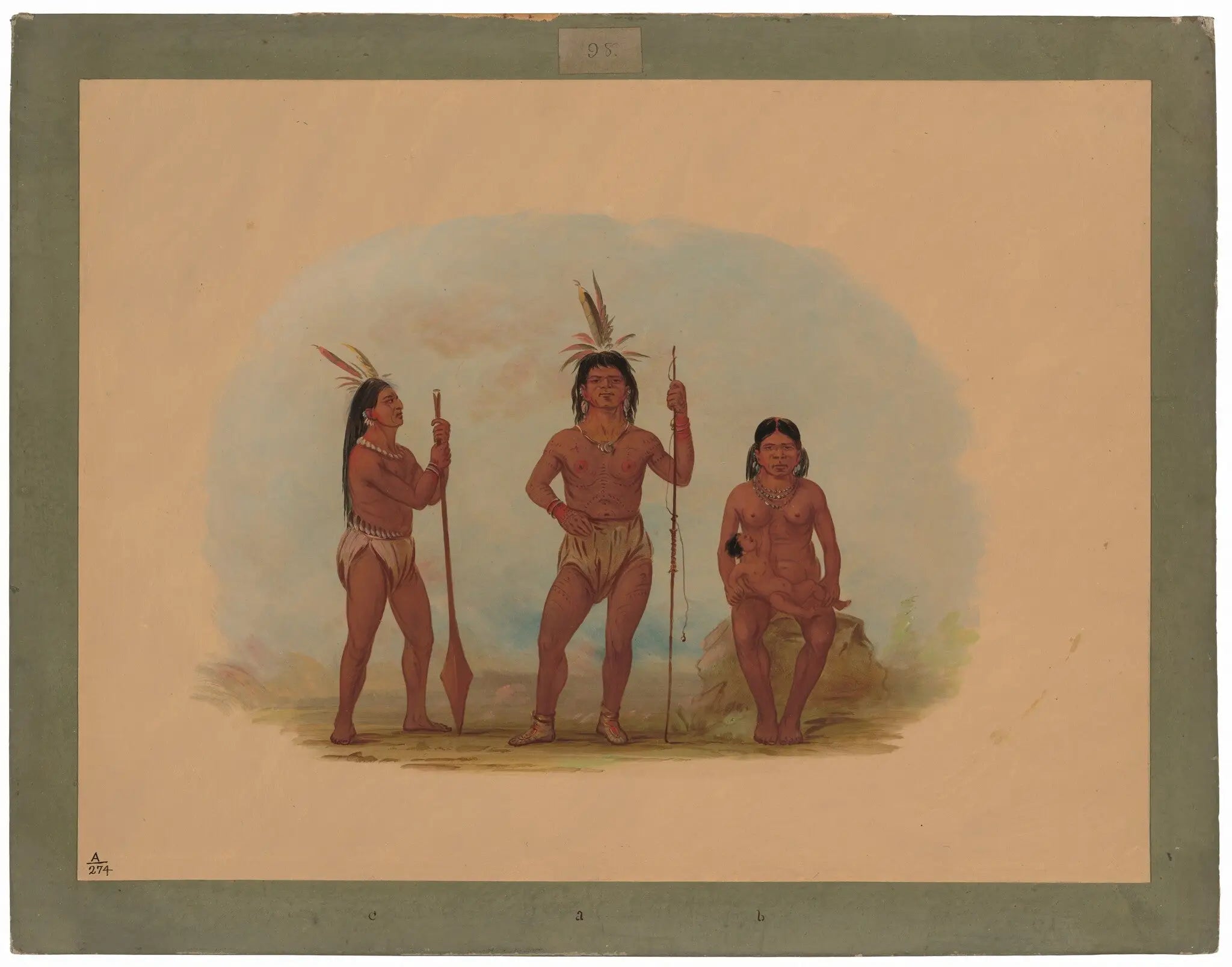 Le chef Klahoquaht sa femme et son fils - George Catlin - Alpha Reproduction