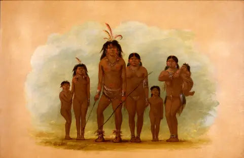 Le chef Lengua ses deux épouses et ses quatre enfants - George Catlin - Alpha Reproduction