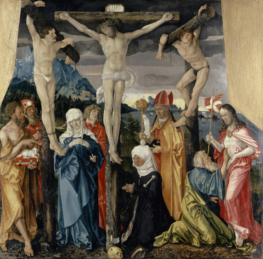 Le Christ au croix avec les larrons, des saints et une donatrice - Hans Baldung Grien